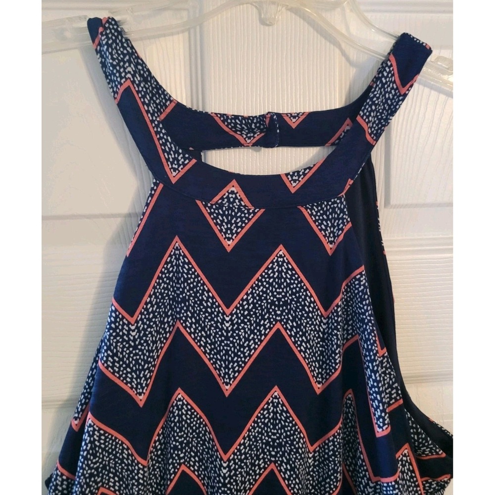 Three Pink Hearts Trixxi Dress Women's XL‎  Maxi Navy/Orange Geometric Stretchy